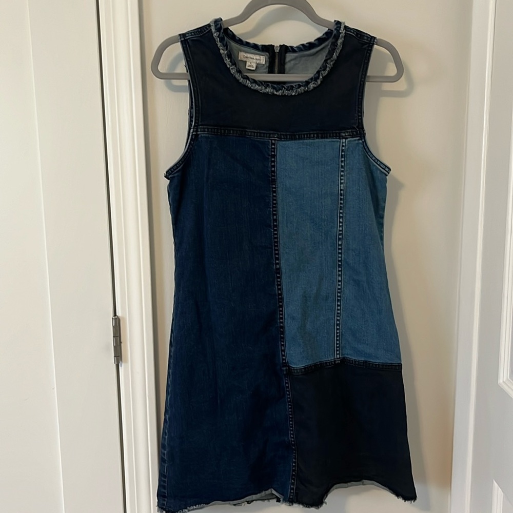 Calvin Klein Jean Denim Patch Work Sleeveless Dre… - image 1